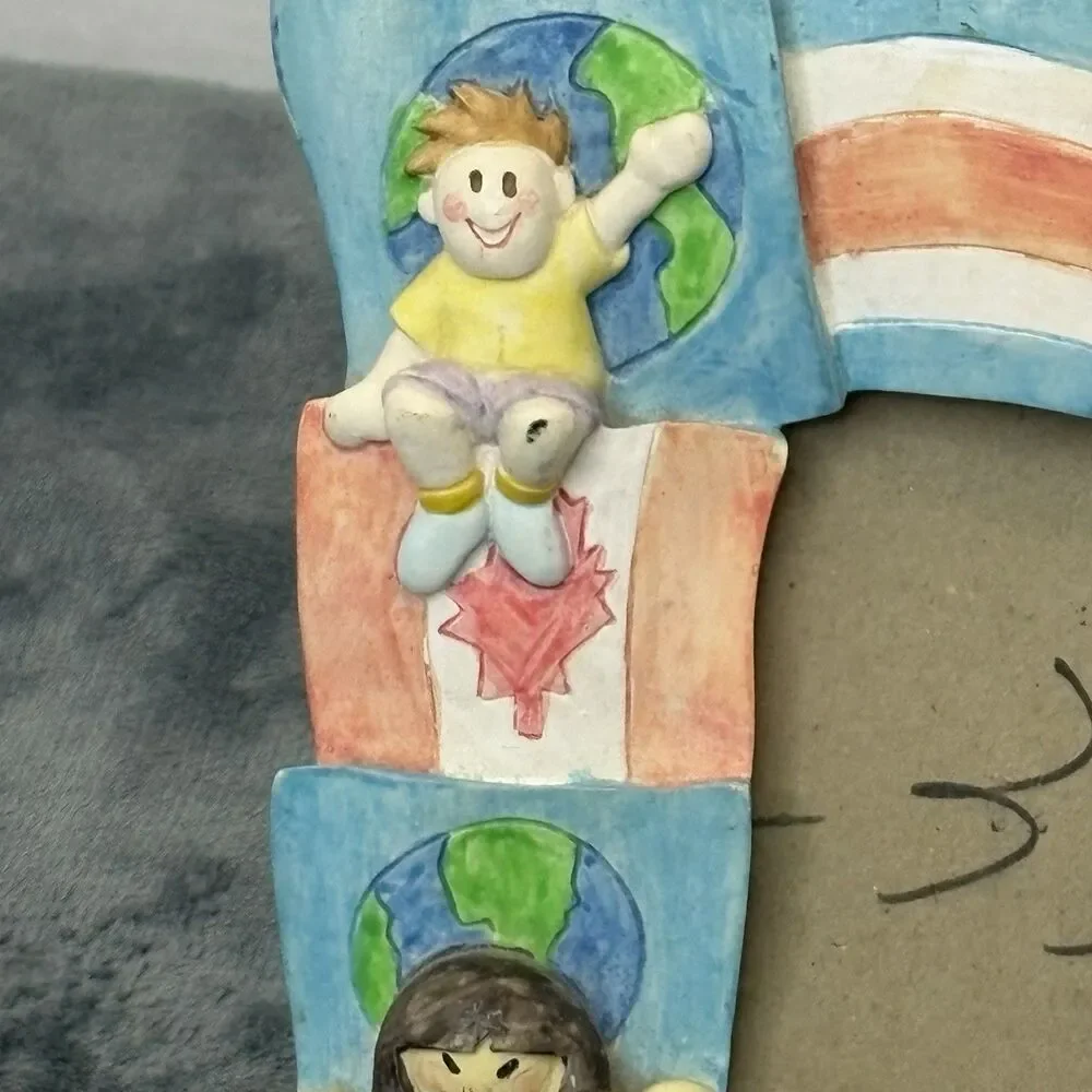Vintage Children Of The Worlds Burnes Of Boston 3.5x5 Hand painted Picture Frame